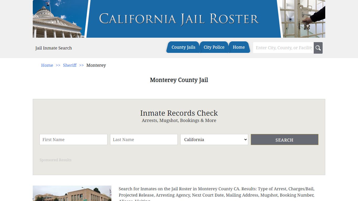 Monterey County Jail | Jail Roster Search